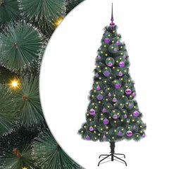 vidaXL Artificial Pre-lit Christmas Tree with Ball Set Green 150 cm 2