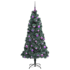 vidaXL Artificial Pre-lit Christmas Tree with Ball Set Green 150 cm 4