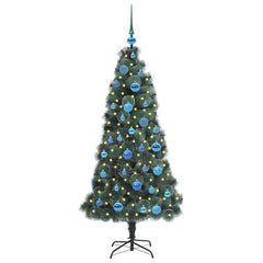 Artificial Pre-lit Christmas Tree with Ball Set Green 150 cm with LEDs &blue balls