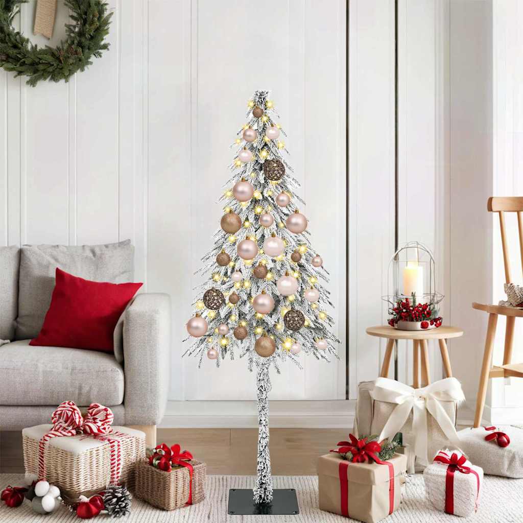 Christmas Tree White PE and Steel 120 cm with leds &rose gold balls