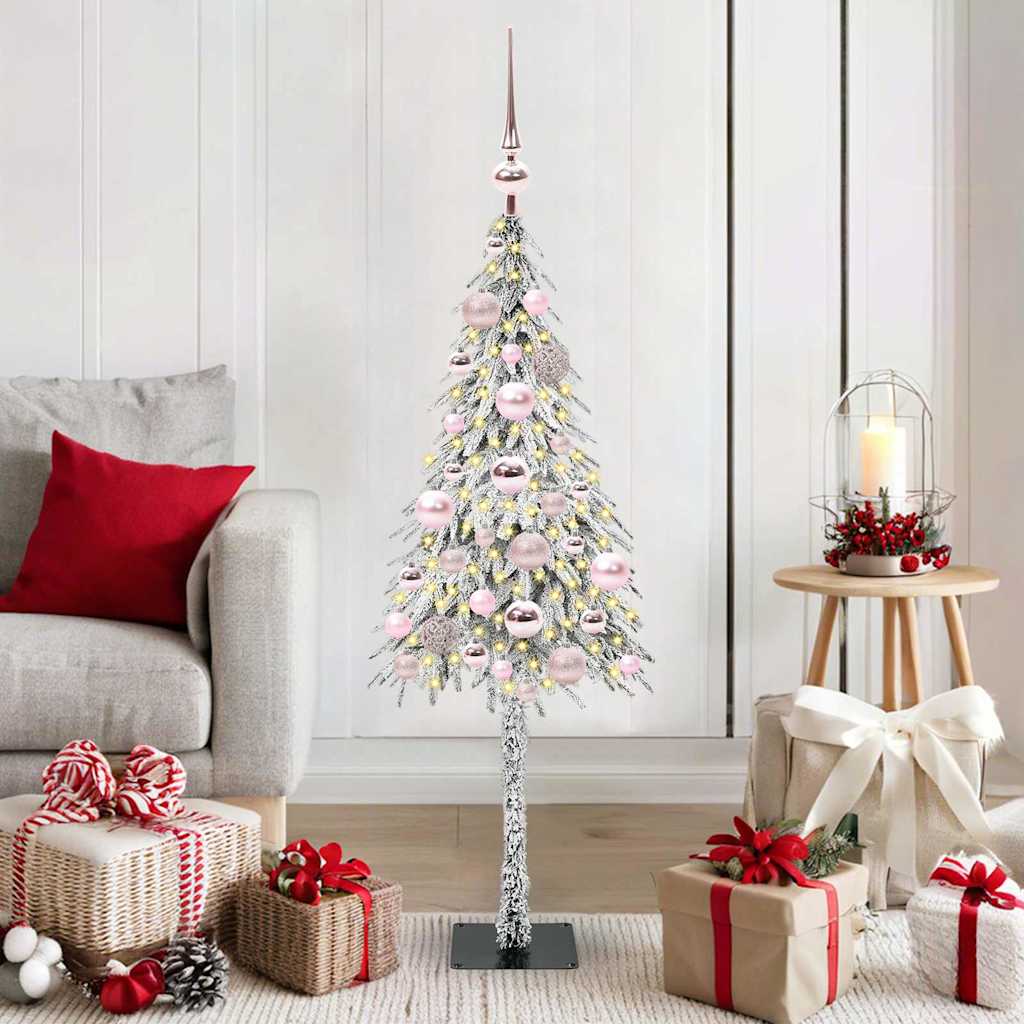 Christmas Tree White PE and Steel 120 cm with leds &pink balls