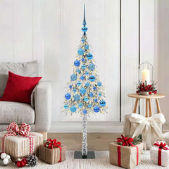 Christmas Tree White PE and Steel 120 cm with leds &blue balls