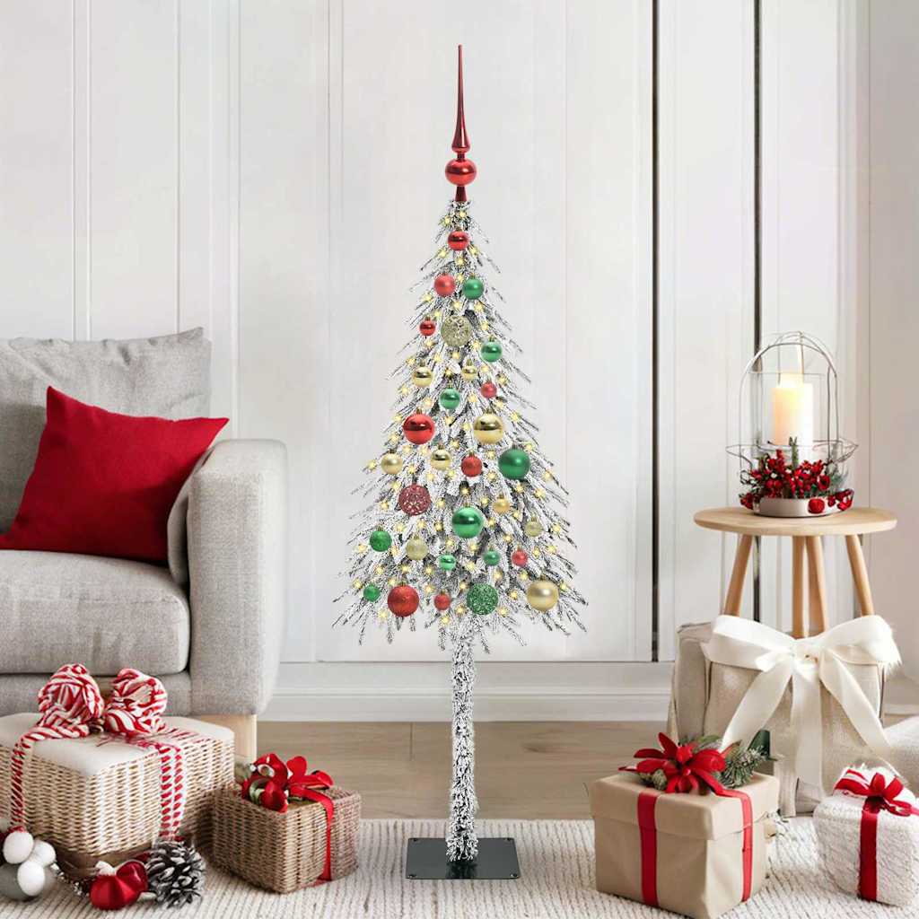 Christmas Tree White PE and Steel 120 cm with leds &multicolour balls
