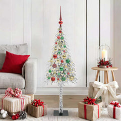Christmas Tree White PE and Steel 120 cm with leds &multicolour balls