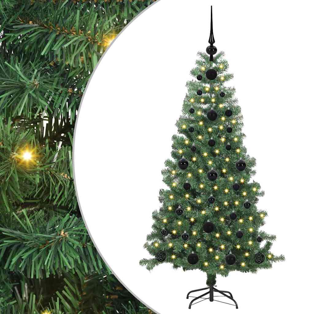 Christmas Tree PVC 120 cm Green with 150 LEDs&black balls