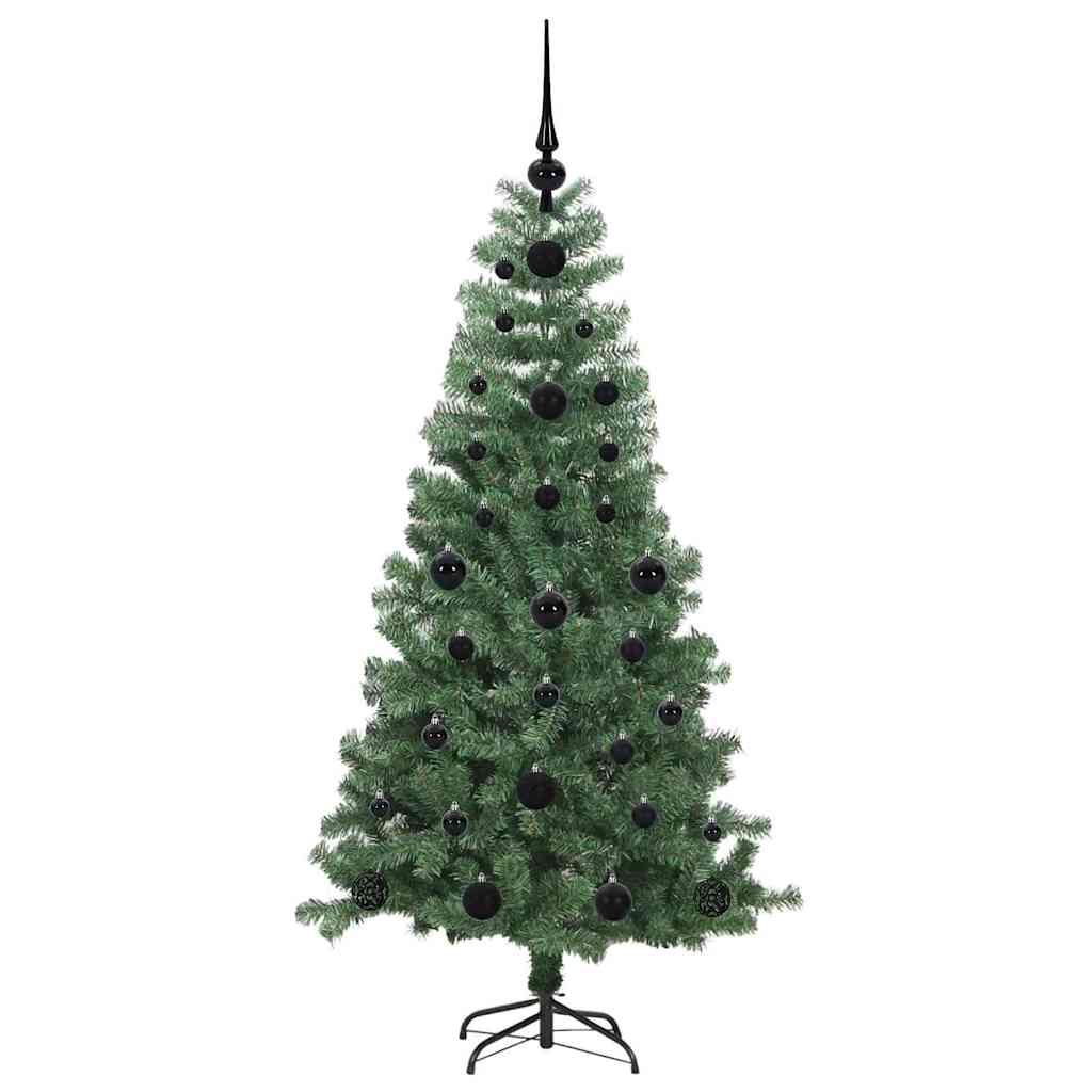 Christmas Tree PVC 120 cm Green with 150 LEDs&black balls