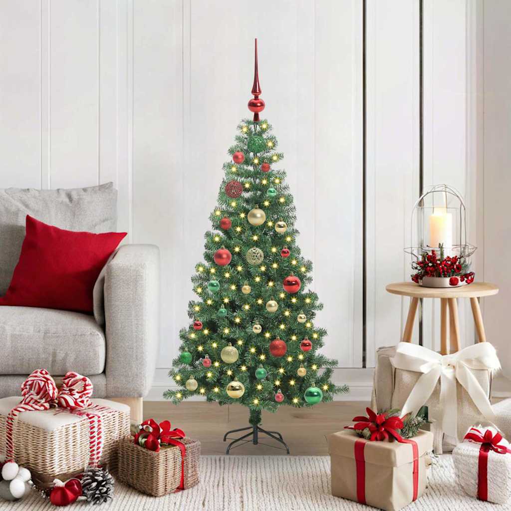 Christmas Tree PVC 120 cm Green with 150 LEDs&multicolour balls