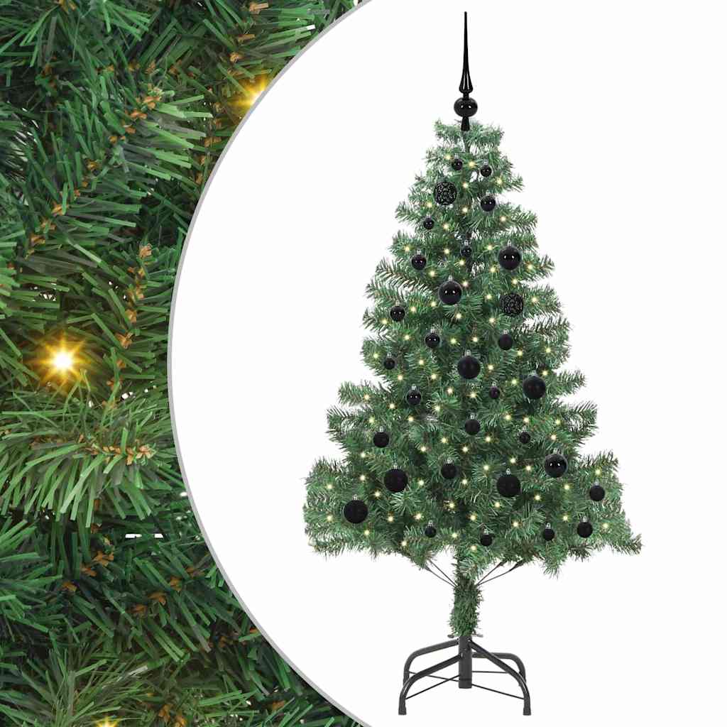 Christmas Tree PVC 150 cm Green with 150 LEDs&black balls