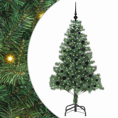 Christmas Tree PVC 150 cm Green with 150 LEDs&black balls