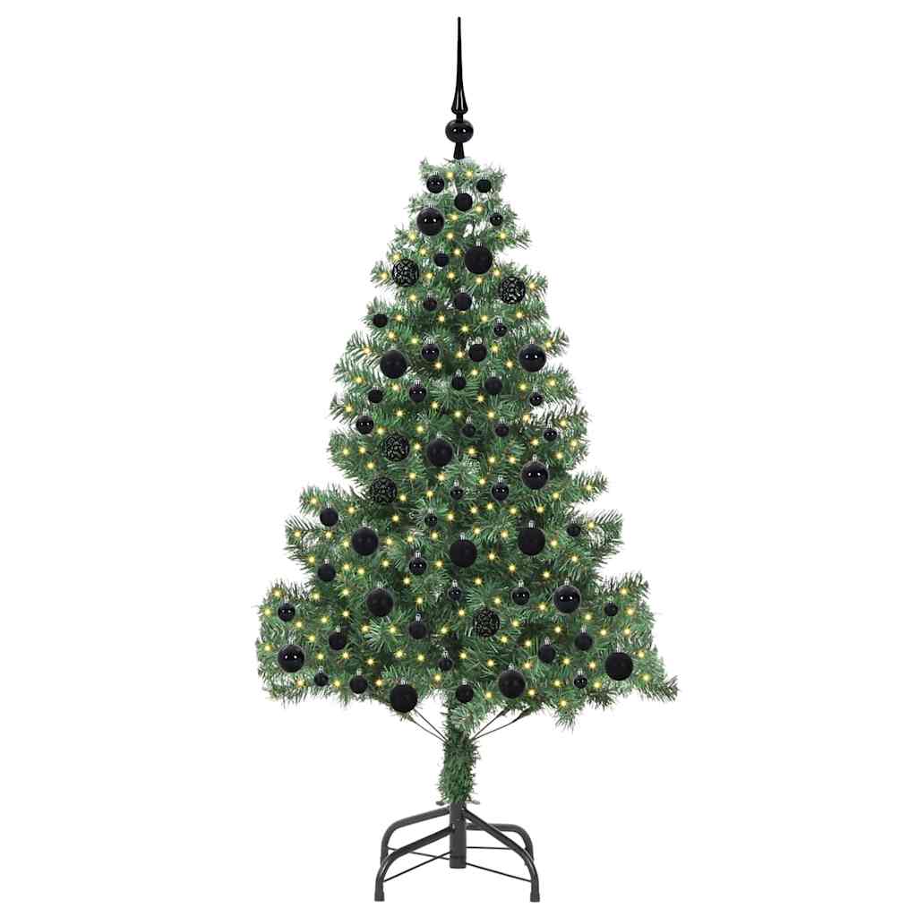 Christmas Tree PVC 180 cm Green with 300 LEDs&black balls