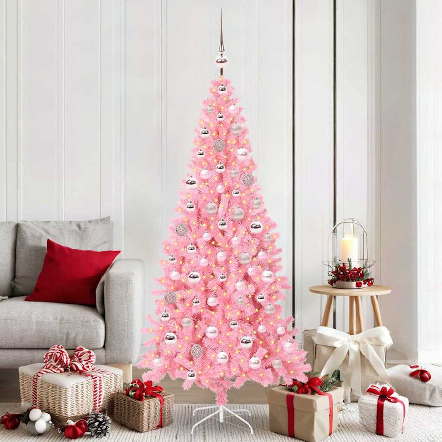 vidaXL Christmas Tree Pink 180 cm PVC 1
