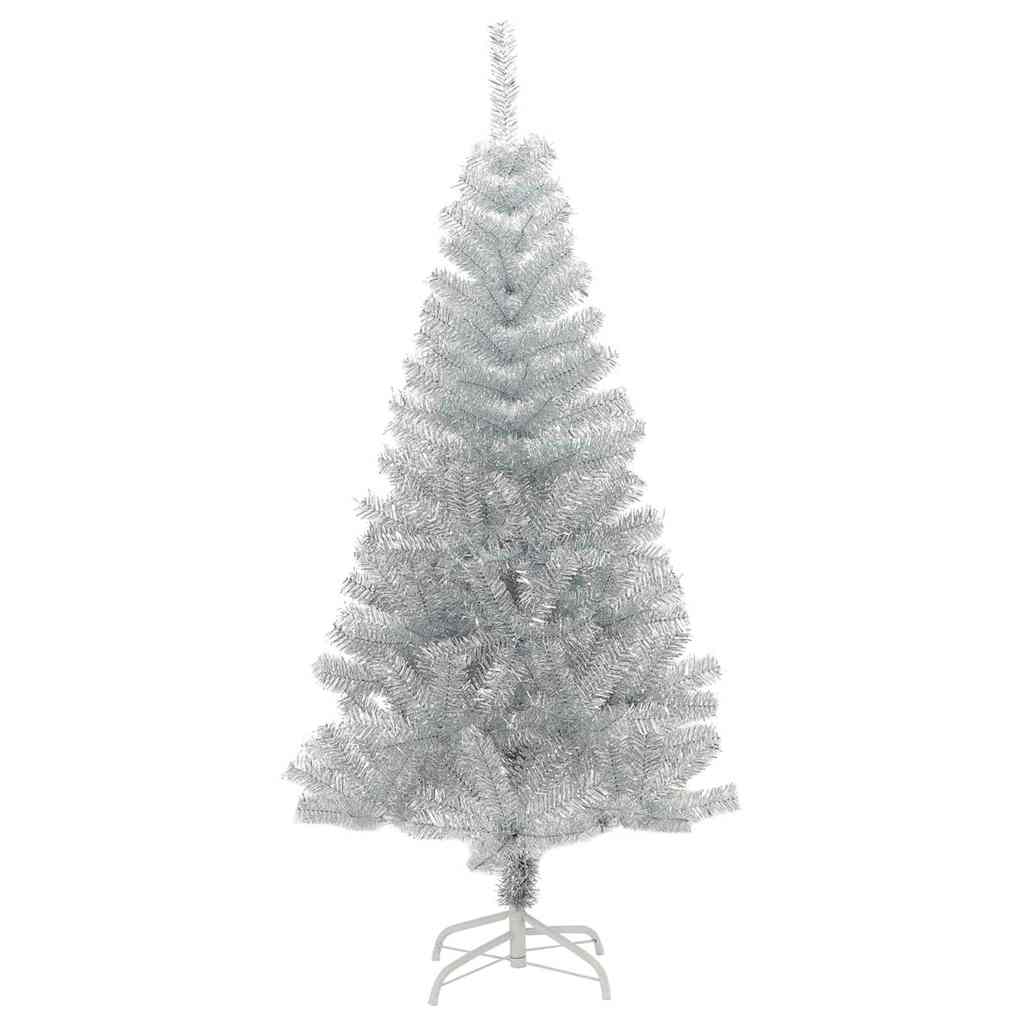 Christmas Tree PET 120 cm Silver with 150 LEDs&black balls