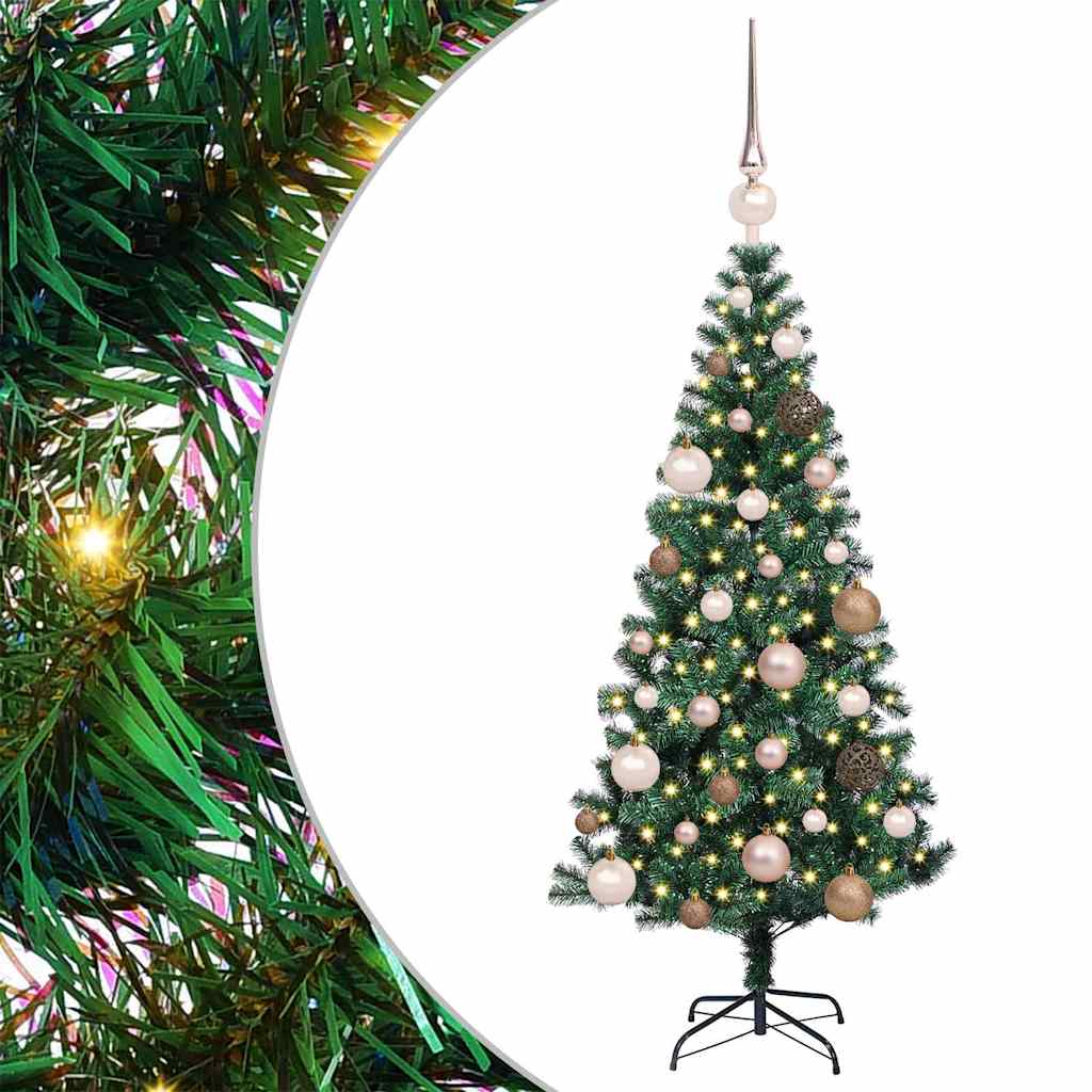 vidaXL Artificial Pre-lit Christmas Tree Green 120 cm PVC and Metal 2