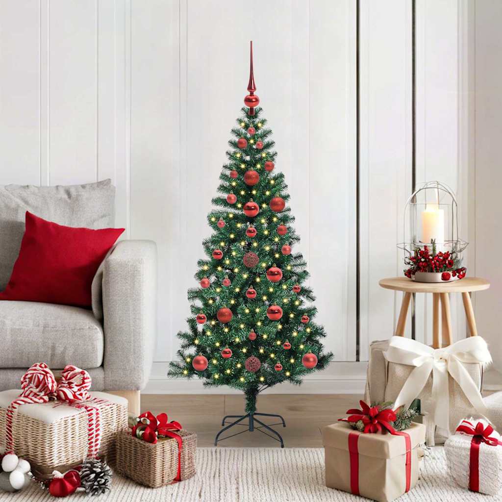 vidaXL Artificial Pre-lit Christmas Tree Green 120 cm PVC and Metal 1