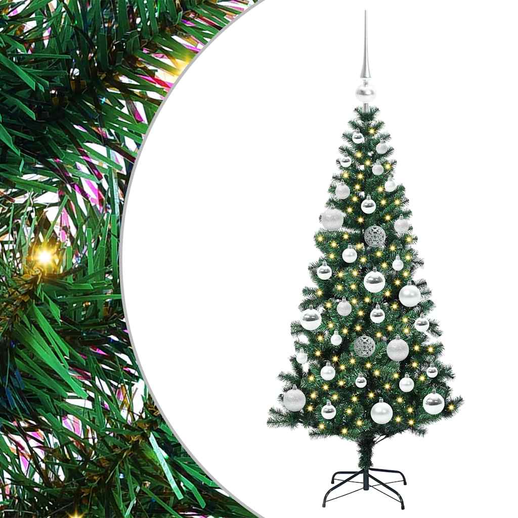 vidaXL Artificial Pre-lit Christmas Tree Green 120 cm PVC and Metal 2
