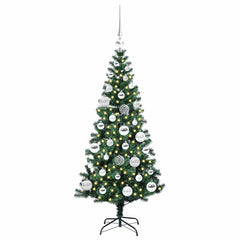 vidaXL Artificial Pre-lit Christmas Tree Green 120 cm PVC and Metal 3