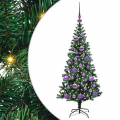 vidaXL Artificial Pre-lit Christmas Tree Green 120 cm PVC and Metal 2