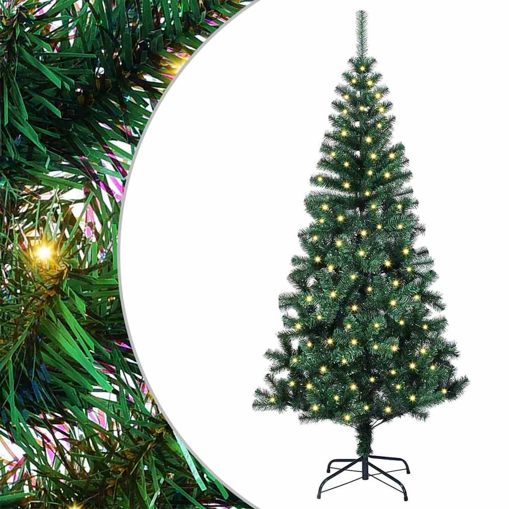 vidaXL Artificial Pre-lit Christmas Tree Green 150 cm PVC and Metal 2