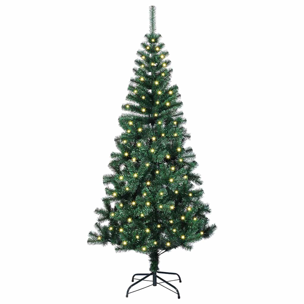 vidaXL Artificial Pre-lit Christmas Tree Green 150 cm PVC and Metal 3