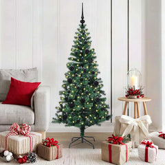 vidaXL Artificial Pre-lit Christmas Tree Green 150 cm PVC and Metal 1
