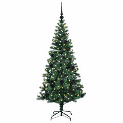 vidaXL Artificial Pre-lit Christmas Tree Green 150 cm PVC and Metal 3