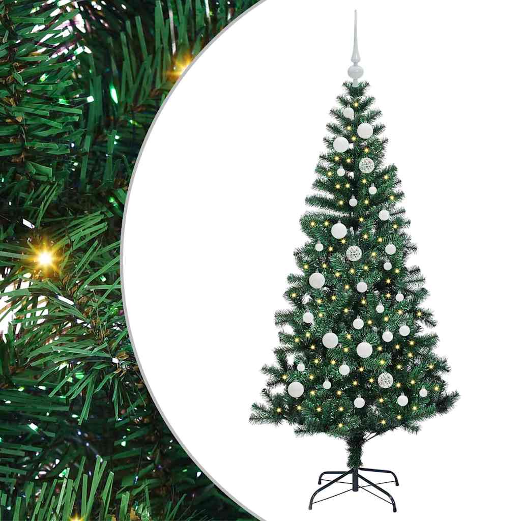 vidaXL Artificial Pre-lit Christmas Tree Green 150 cm PVC and Metal 2