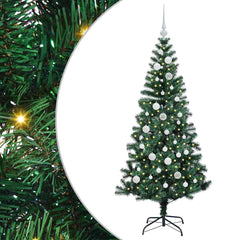 vidaXL Artificial Pre-lit Christmas Tree Green 150 cm PVC and Metal 2