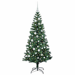 vidaXL Artificial Pre-lit Christmas Tree Green 150 cm PVC and Metal 3
