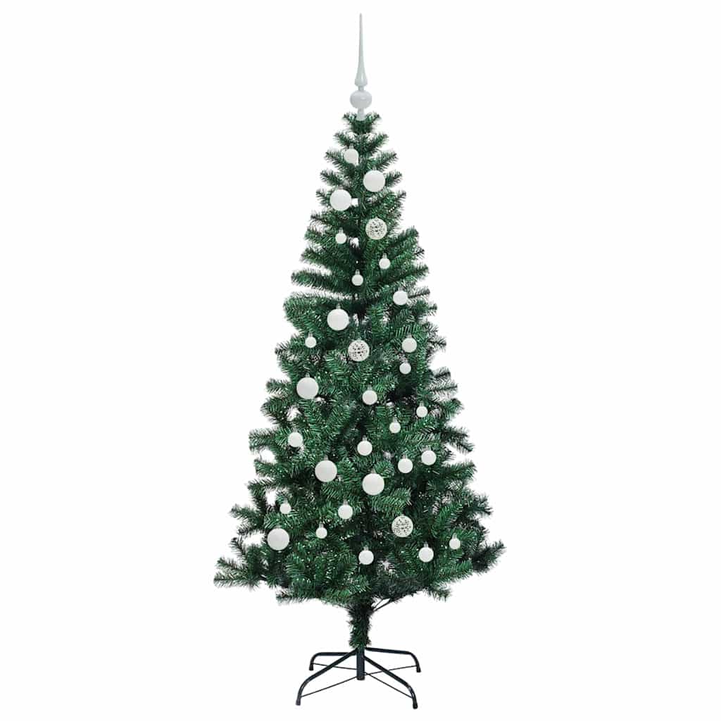 vidaXL Artificial Pre-lit Christmas Tree Green 150 cm PVC and Metal 4