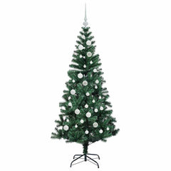 vidaXL Artificial Pre-lit Christmas Tree Green 150 cm PVC and Metal 4