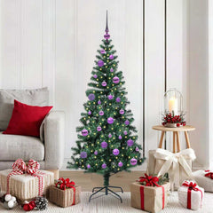 vidaXL Artificial Pre-lit Christmas Tree Green 150 cm PVC and Metal 1