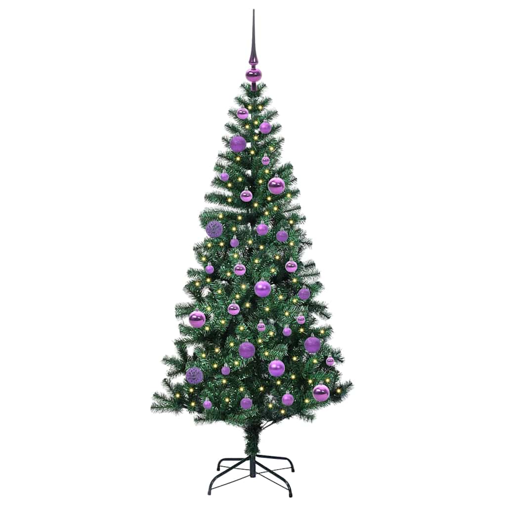 vidaXL Artificial Pre-lit Christmas Tree Green 150 cm PVC and Metal 3