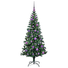 vidaXL Artificial Pre-lit Christmas Tree Green 150 cm PVC and Metal 3