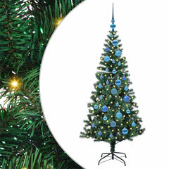 vidaXL Artificial Pre-lit Christmas Tree Green 150 cm PVC and Metal 2