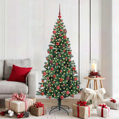 vidaXL Artificial Pre-lit Christmas Tree Green PVC and Metal 180 cm