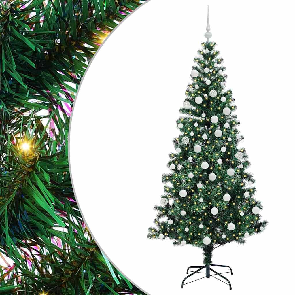 vidaXL Artificial Pre-lit Christmas Tree Green 180 cm PVC and Metal 2