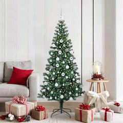 vidaXL Artificial Pre-lit Christmas Tree Green PVC and Metal 180 cm