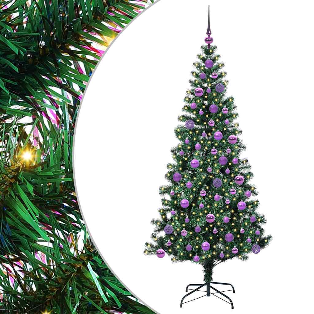 vidaXL Artificial Pre-lit Christmas Tree Green 180 cm PVC and Metal 2
