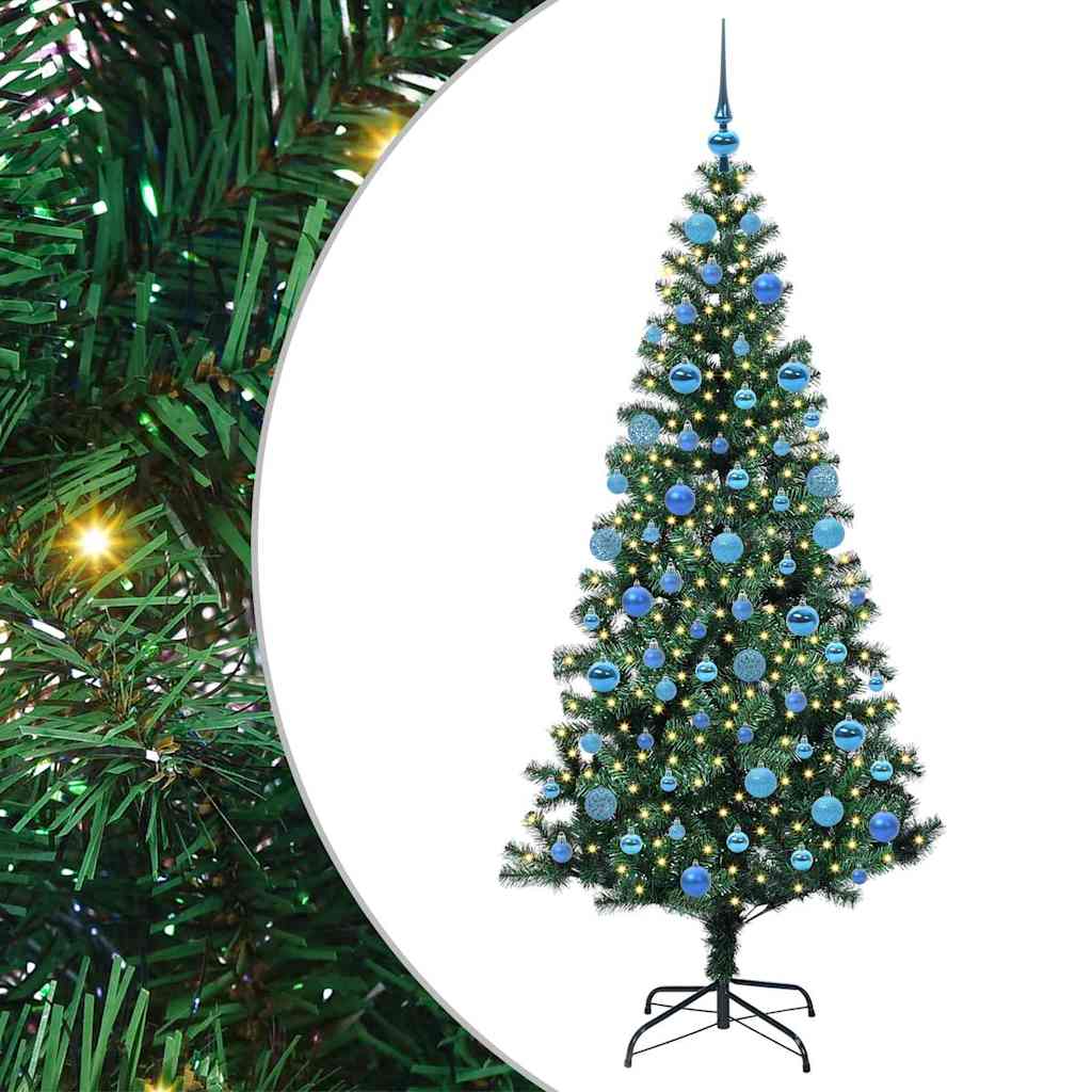 vidaXL Artificial Pre-lit Christmas Tree Green 180 cm PVC and Metal 2