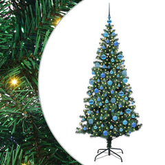 vidaXL Artificial Pre-lit Christmas Tree Green 180 cm PVC and Metal 2