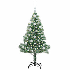 vidaXL Artificial Christmas Tree Snow Flocked with LED Light 120 cm 3