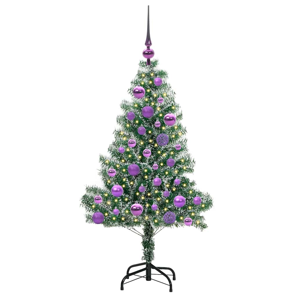 vidaXL Artificial Christmas Tree Snow Flocked with LED Light 120 cm 3
