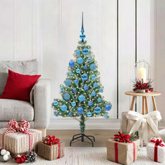 vidaXL Artificial Christmas Tree Snow Flocked with LED Light 120 cm 1