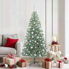 Artificial Christmas Tree Snow Flocked with LED Light 180 cm with LEDs&silver balls