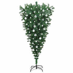 vidaXL Upside-down Artificial Pre-lit Christmas Tree with Ball Set PVC 4
