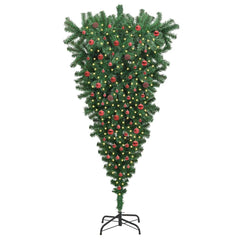 Upside-down Artificial Pre-lit Christmas Tree with Ball Set PVC Width 210 cm with 120 red balls