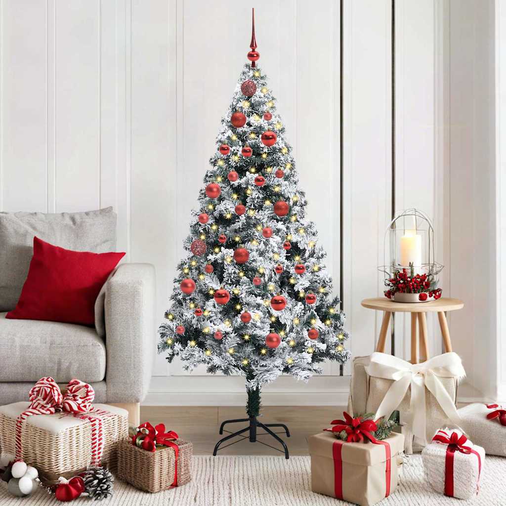 Artificial Christmas Tree White 150 cm Width 150 cm with 61 red balls