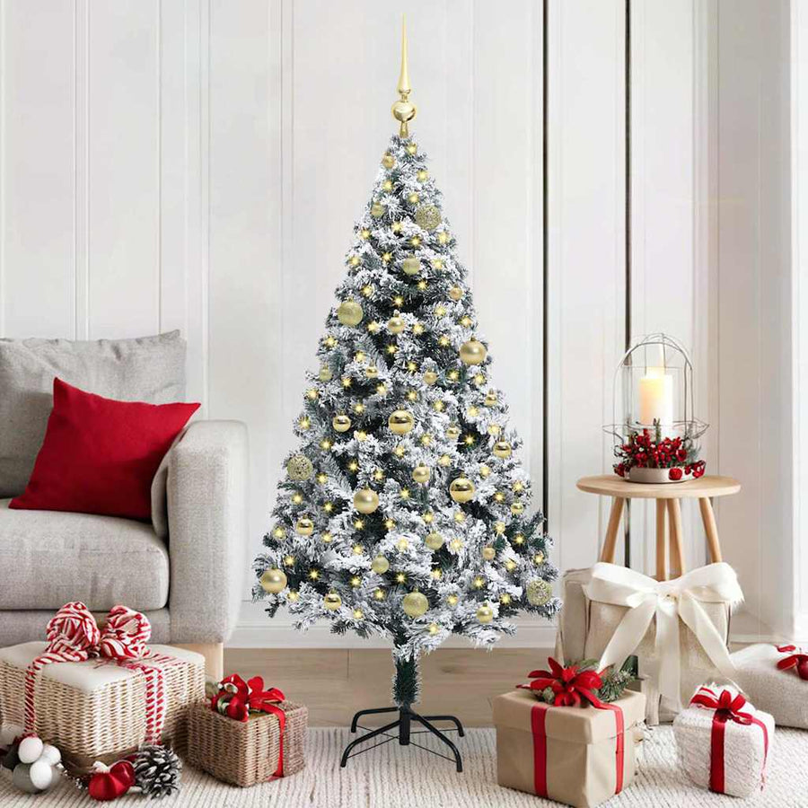 vidaXL Artificial Christmas Tree with 150 LEDs with Stand White 150 cm 1