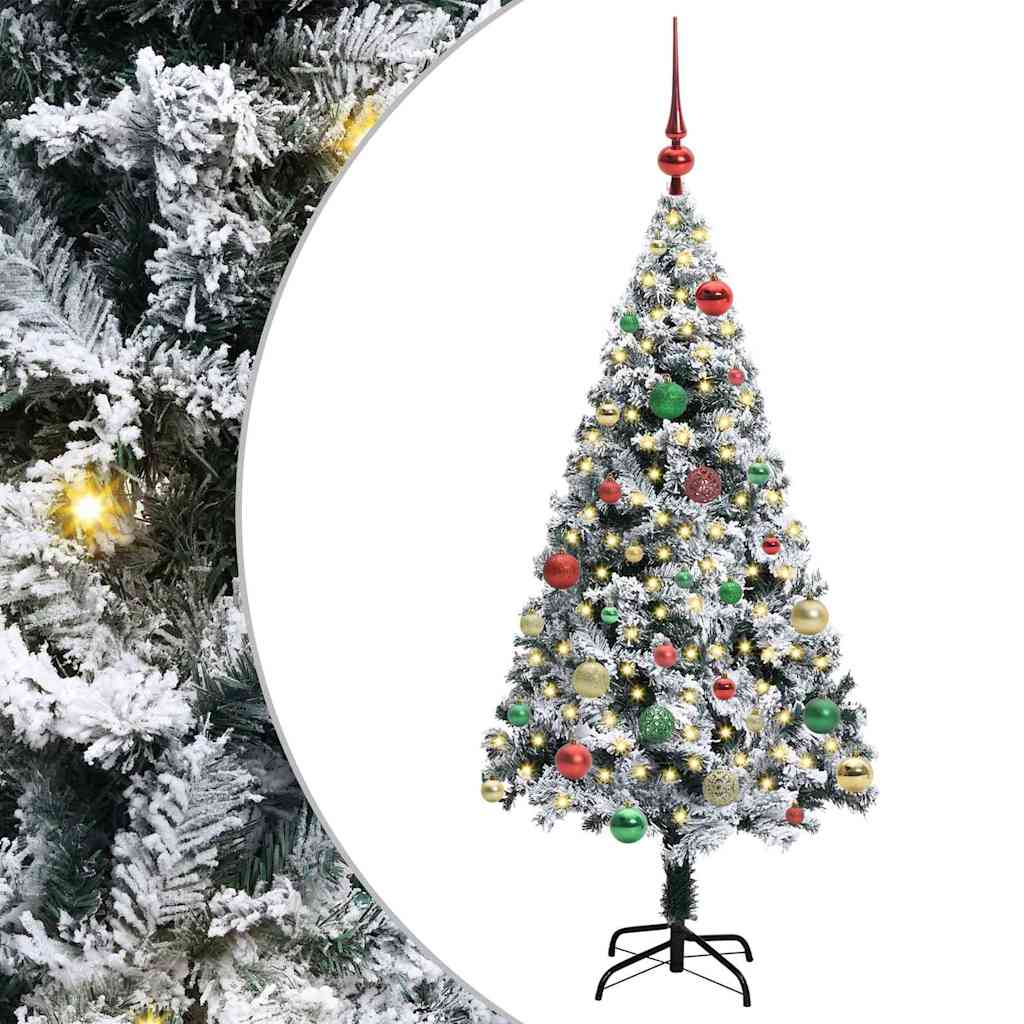 Artificial Christmas Tree White 150 cm Width 150 cm with 61 multicolour balls