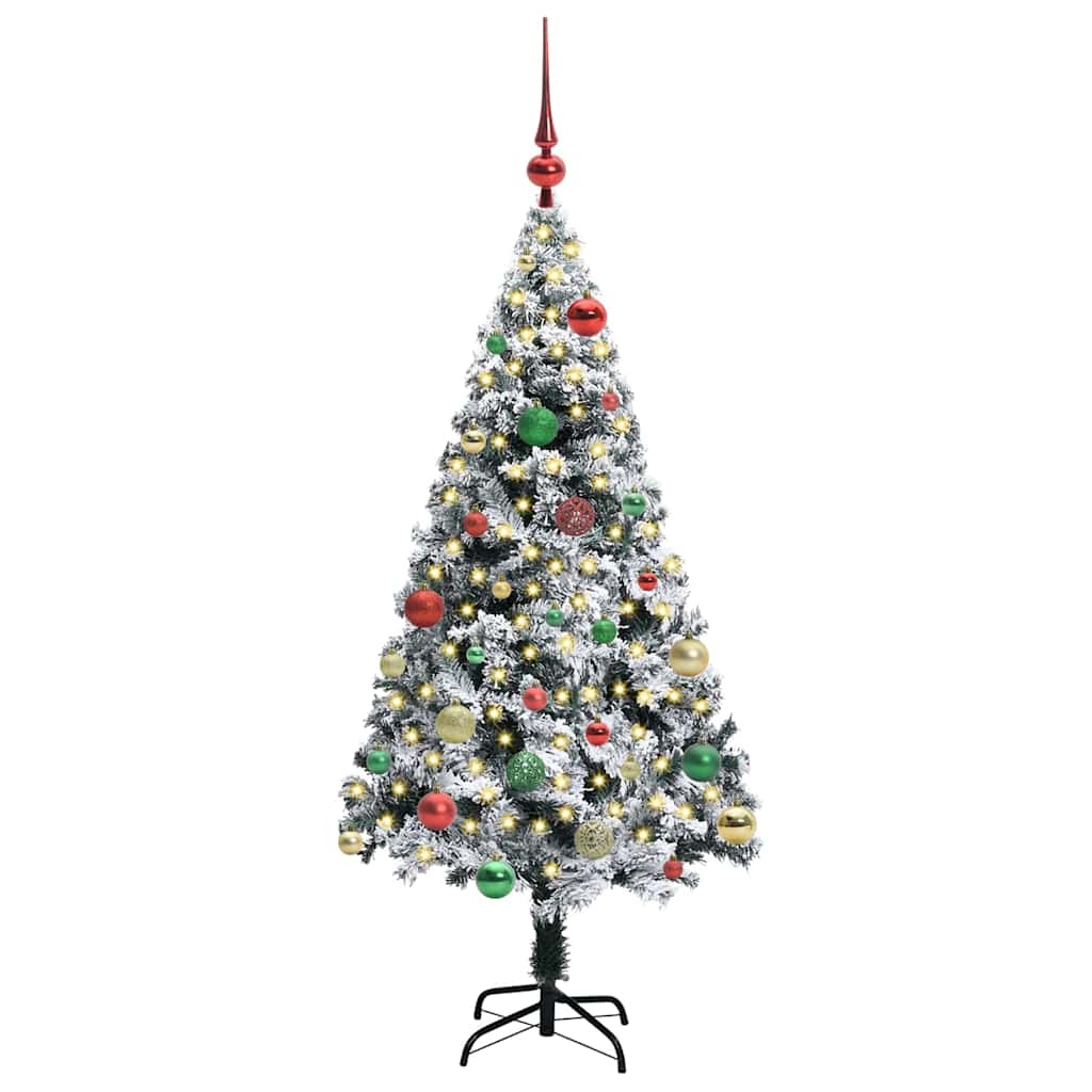Artificial Christmas Tree White 150 cm Width 150 cm with 61 multicolour balls